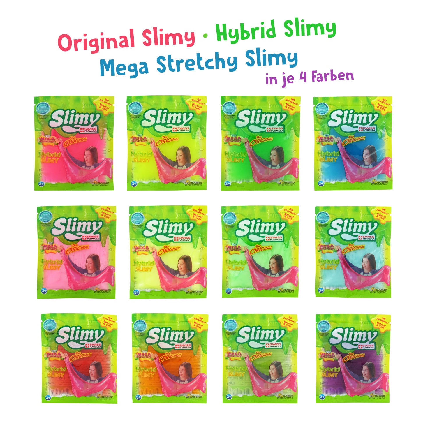 SLIMY Original, Mega & Hybrid DREIERPACK - 3 x 45g im Zip-Bag