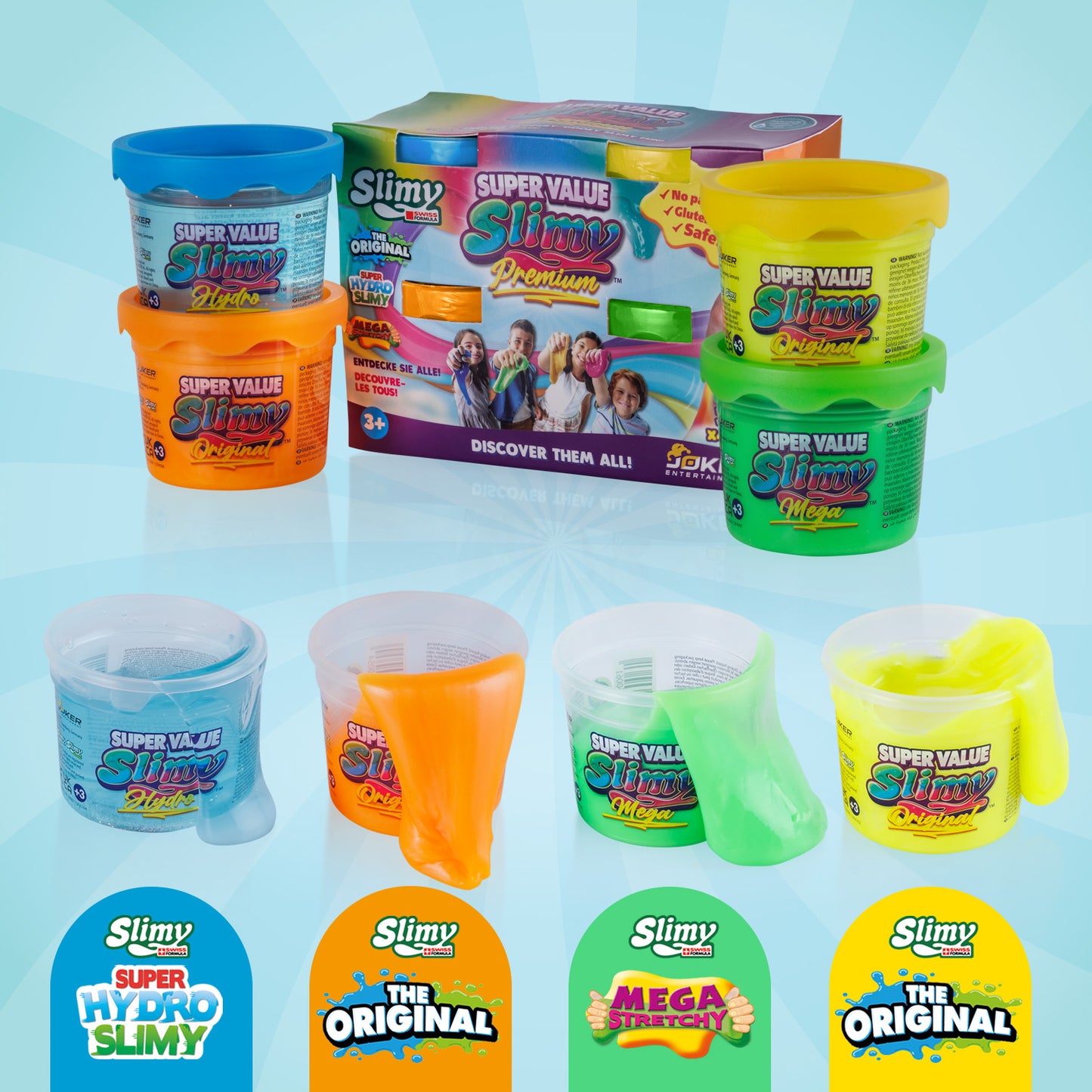 SLIMY Super Value 4er-Pack, 4 x 56g versch. Massen - farbl. sort.