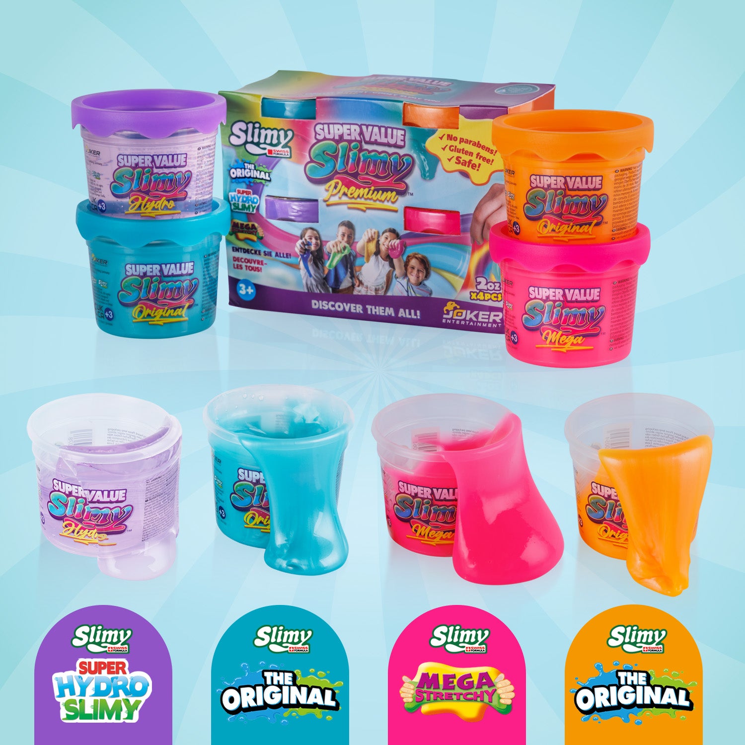 SLIMY Super Value 4er-Pack, 4 x 56g versch. Massen - farbl. sort.