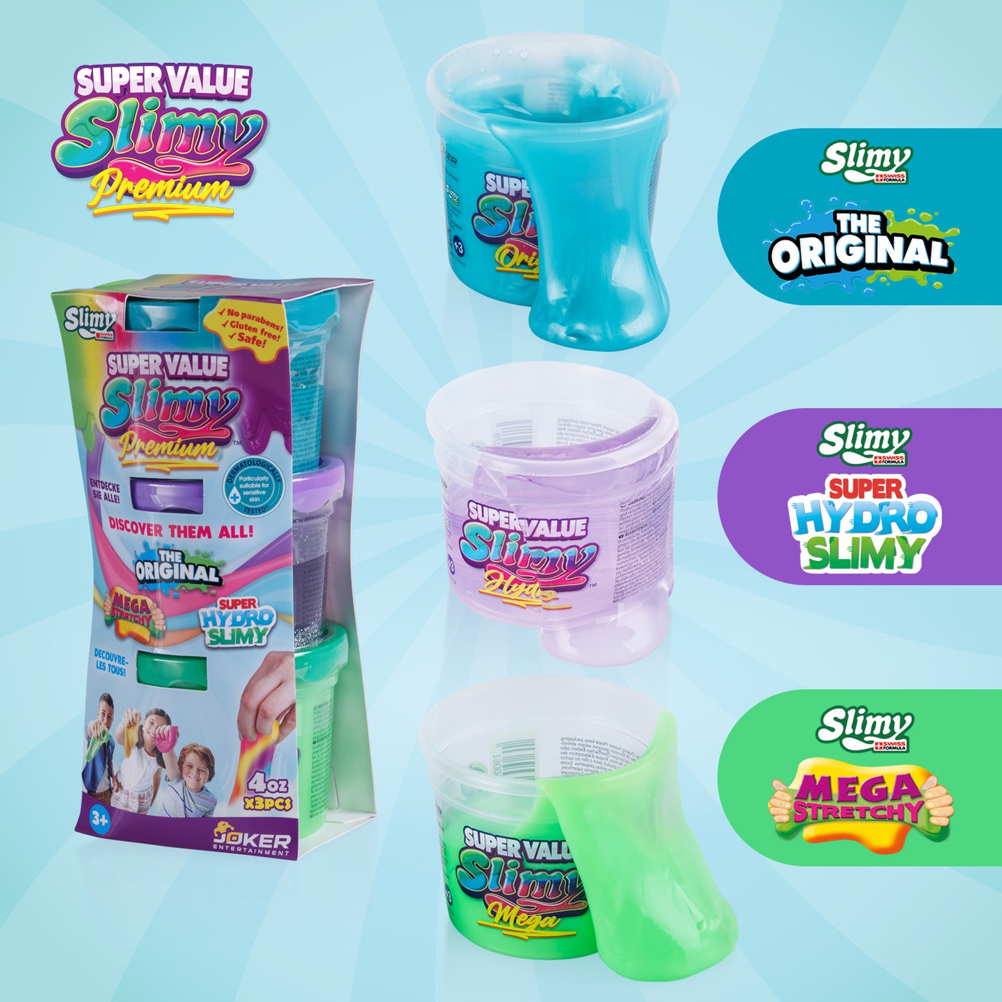 SLIMY Super Value 3er-Pack, 3 x 112g versch. Massen - farbl. sort.