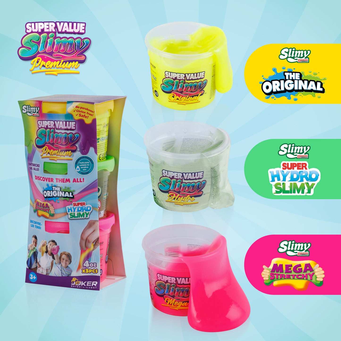 SLIMY Super Value 3er-Pack, 3 x 112g versch. Massen - farbl. sort.